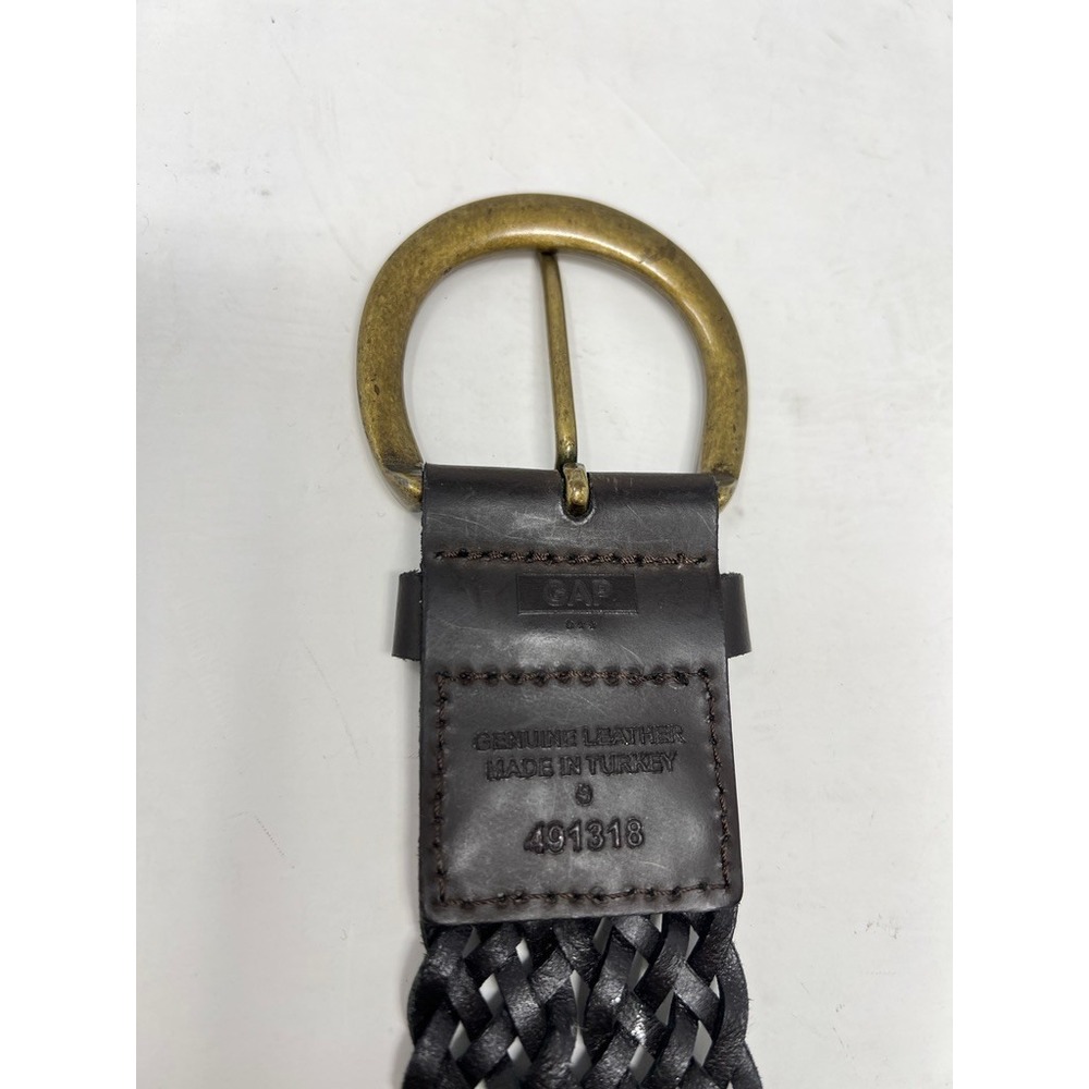 Gap Ladies Black Leather Braided Woven Belt Width Adjustable Small - Picture 3 of 5